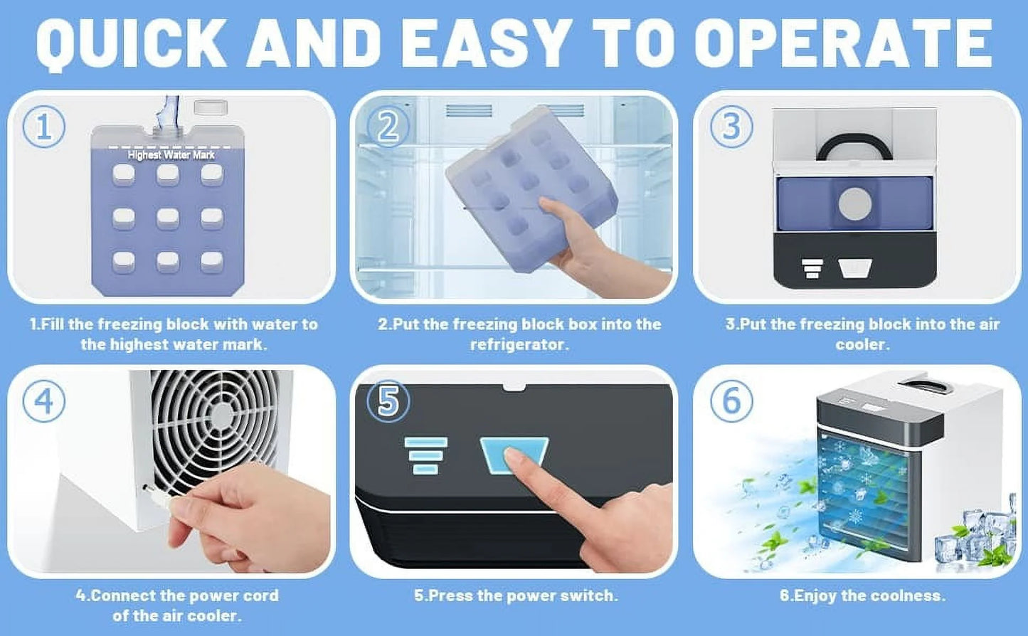 Mini Portable Air Conditioner Cooling for Bedroom Cooler Fan Cooling Fan